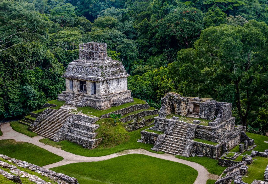 Temples Of The Cross Group At Mayan Ruins Of Palenque Chiapas, Mexico